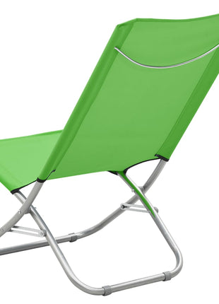 Strandstoelen 2 st inklapbaar stof groen
