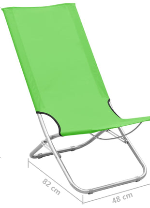 Strandstoelen 2 st inklapbaar stof groen
