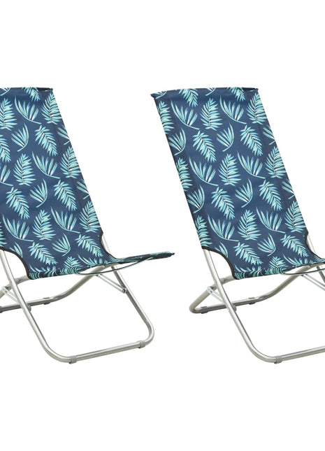 Strandstoelen 2 st inklapbaar bladpatroon stof