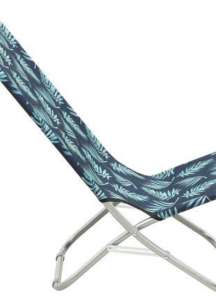 Strandstoelen 2 st inklapbaar bladpatroon stof
