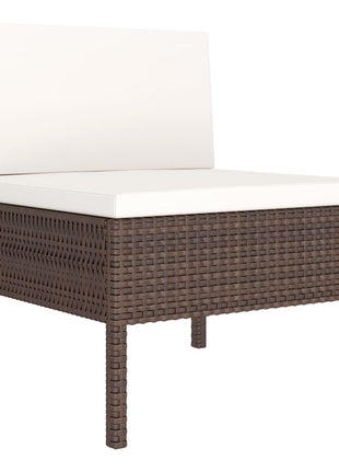 Tuinstoelen 3 st met kussens poly rattan bruin