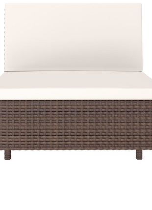 Tuinstoelen 3 st met kussens poly rattan bruin