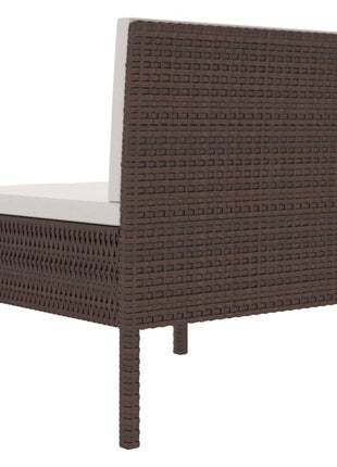 Tuinstoelen 3 st met kussens poly rattan bruin