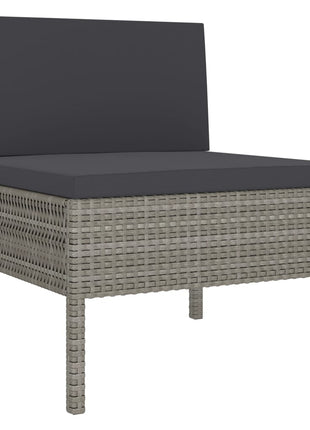 Tuinstoelen 3 st met kussens poly rattan grijs
