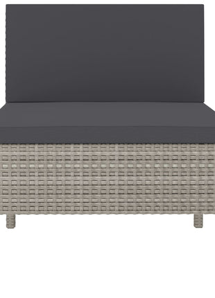 Tuinstoelen 3 st met kussens poly rattan grijs