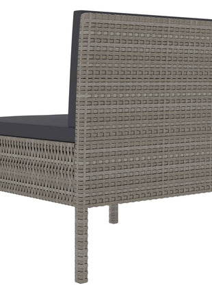 Tuinstoelen 3 st met kussens poly rattan grijs