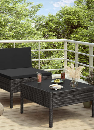 Loungeset Met Kussens Poly Rattan