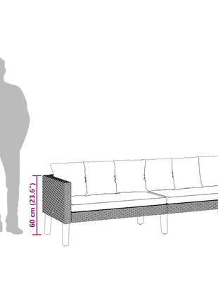 Tuinbank 3-Zits Met Kussens Poly Rattan