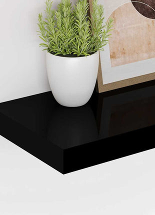 Wandschap Zwevend 120X23,5X3,8 Cm Mdf Hoogglans Zwart