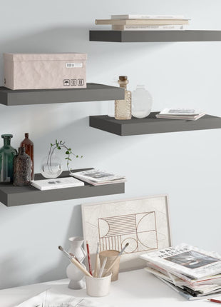 Wandschap Zwevend 40X23X3,8 Cm Mdf Hoogglans Grijs