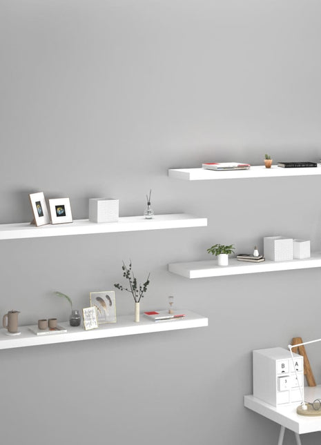 Wandschap Zwevend 80X23,5X3,8 Cm Mdf Wit