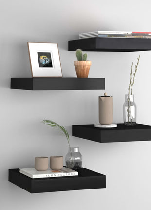 Wandschap Zwevend 80X23,5X3,8 Cm Mdf Zwart