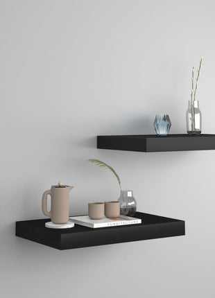 Wandschap Zwevend 80X23,5X3,8 Cm Mdf Zwart