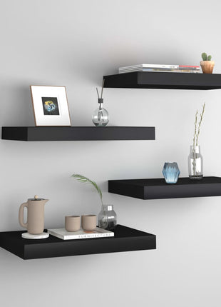 Wandschap Zwevend 80X23,5X3,8 Cm Mdf Zwart