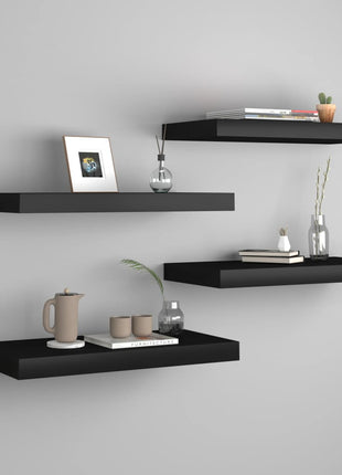 Wandschap Zwevend 80X23,5X3,8 Cm Mdf Zwart