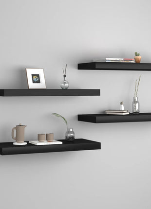 Wandschap Zwevend 80X23,5X3,8 Cm Mdf Zwart