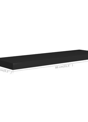 Wandschap Zwevend 80X23,5X3,8 Cm Mdf Zwart