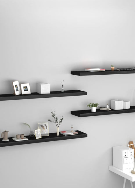 Wandschap Zwevend 80X23,5X3,8 Cm Mdf Zwart