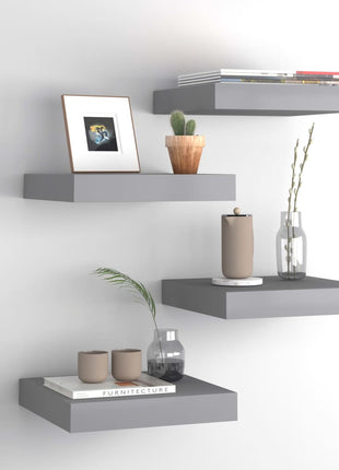 Wandschap Zwevend 80X23,5X3,8 Cm Mdf Grijs