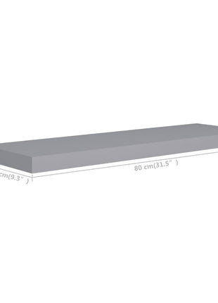 Wandschap Zwevend 80X23,5X3,8 Cm Mdf Grijs