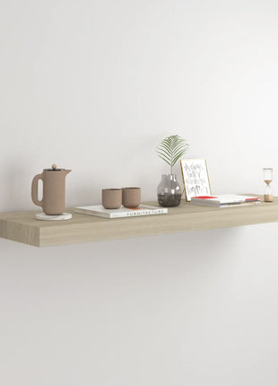 Wandschap Zwevend 80X23,5X3,8 Cm Mdf Kleurig Eiken