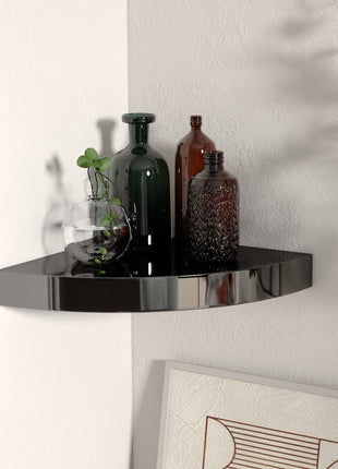 Hoekschappen Zwevend 35X35X3,8 Cm Mdf Hoogglans Zwart