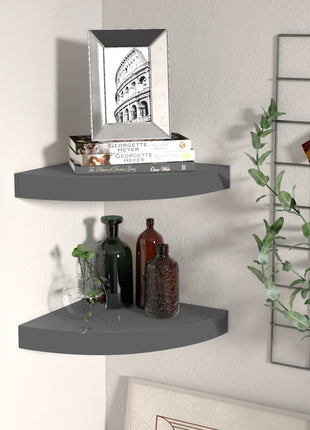 Hoekschappen Zwevend 25X25X3,8 Cm Mdf Hoogglans Grijs