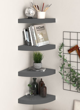 Hoekschappen Zwevend 25X25X3,8 Cm Mdf Hoogglans Grijs