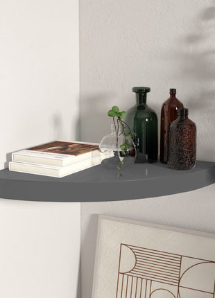 Hoekschappen Zwevend 25X25X3,8 Cm Mdf Hoogglans Grijs