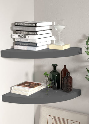 Hoekschappen Zwevend 25X25X3,8 Cm Mdf Hoogglans Grijs