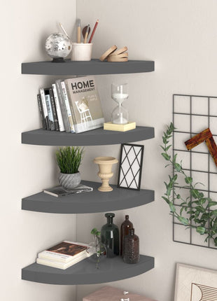 Hoekschappen Zwevend 25X25X3,8 Cm Mdf Hoogglans Grijs