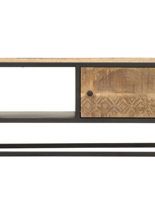 Tv-Meubel Met Bewerkte Deur 90X30X40 Cm Ruw Mangohout
