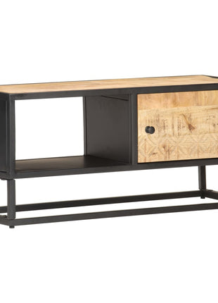 Tv-Meubel Met Bewerkte Deur 90X30X40 Cm Ruw Mangohout