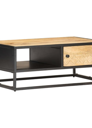 Salontafel Met Bewerkte Deur 90X55X36 Cm Ruw Mangohout