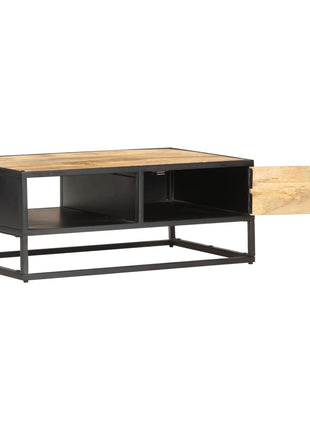 Salontafel Met Bewerkte Deur 90X55X36 Cm Ruw Mangohout