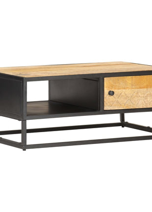 Salontafel Met Bewerkte Deur 90X55X36 Cm Ruw Mangohout