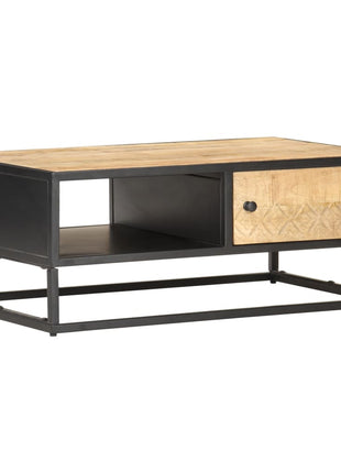 Salontafel Met Bewerkte Deur 90X55X36 Cm Ruw Mangohout