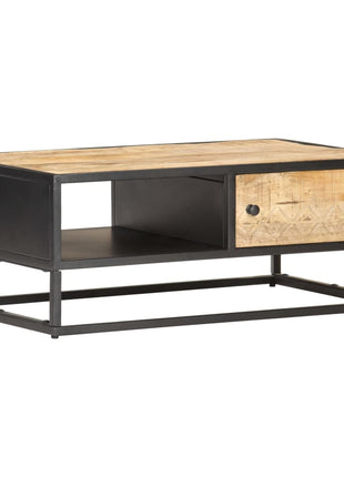 Salontafel Met Bewerkte Deur 90X55X36 Cm Ruw Mangohout