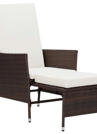 Tuinstoel verstelbaar met kussens poly rattan bruin