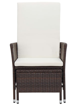 Tuinstoel verstelbaar met kussens poly rattan bruin