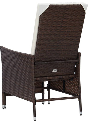 Tuinstoel verstelbaar met kussens poly rattan bruin