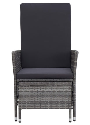 Tuinstoel verstelbaar met kussens poly rattan grijs
