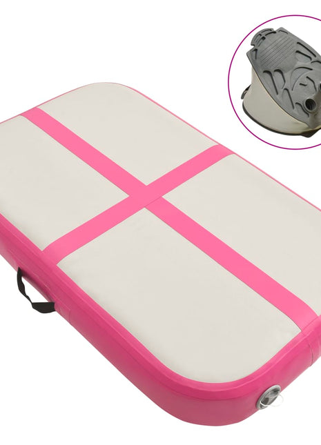 Gymnastiekmat met pomp opblaasbaar 60x100x10 cm PVC roze