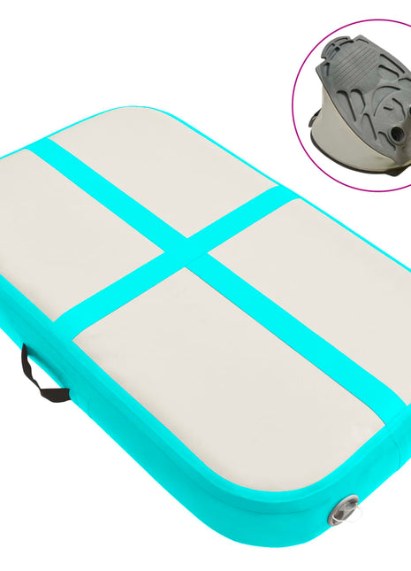 Gymnastiekmat met pomp opblaasbaar 60x100x15 cm PVC groen
