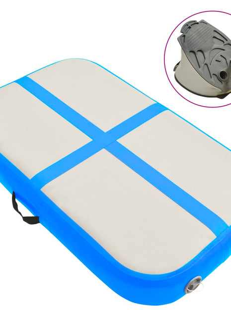 Gymnastiekmat met pomp opblaasbaar 60x100x20 cm PVC blauw