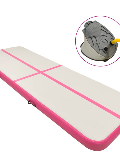 Gymnastiekmat met pomp opblaasbaar 500x100x15 cm PVC roze