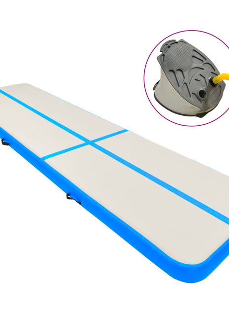 Gymnastiekmat met pomp opblaasbaar 800x100x15 cm PVC blauw