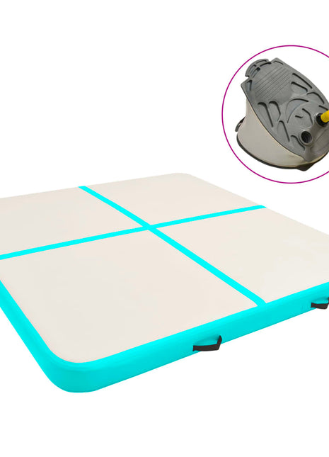 Gymnastiekmat met pomp opblaasbaar 200x200x15 cm PVC groen