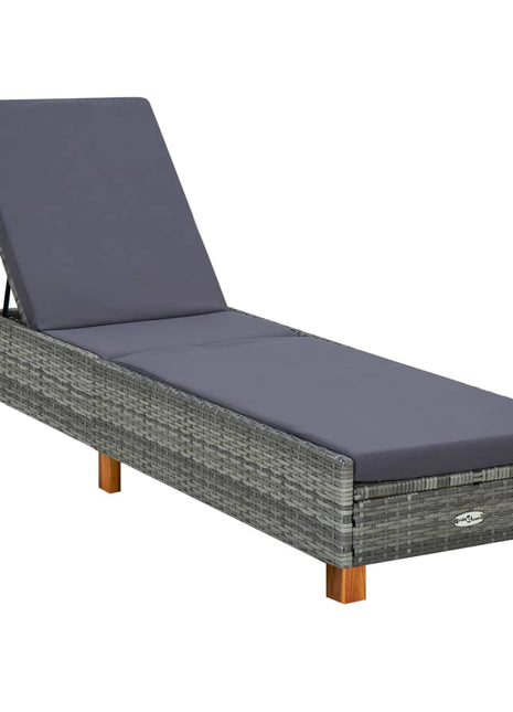 Ligbed Met Kussen Poly Rattan