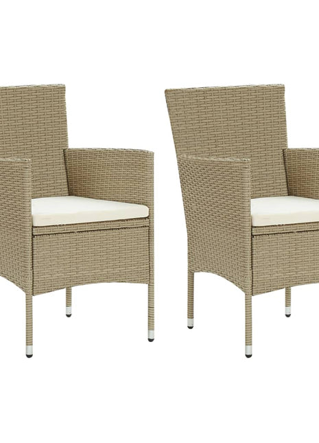 Tuinstoelen 2 st poly rattan beige